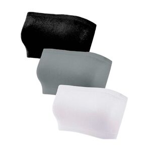 Geyoga 3 Piece Strapless Stretchy Non Padded Bandeau Tube Top